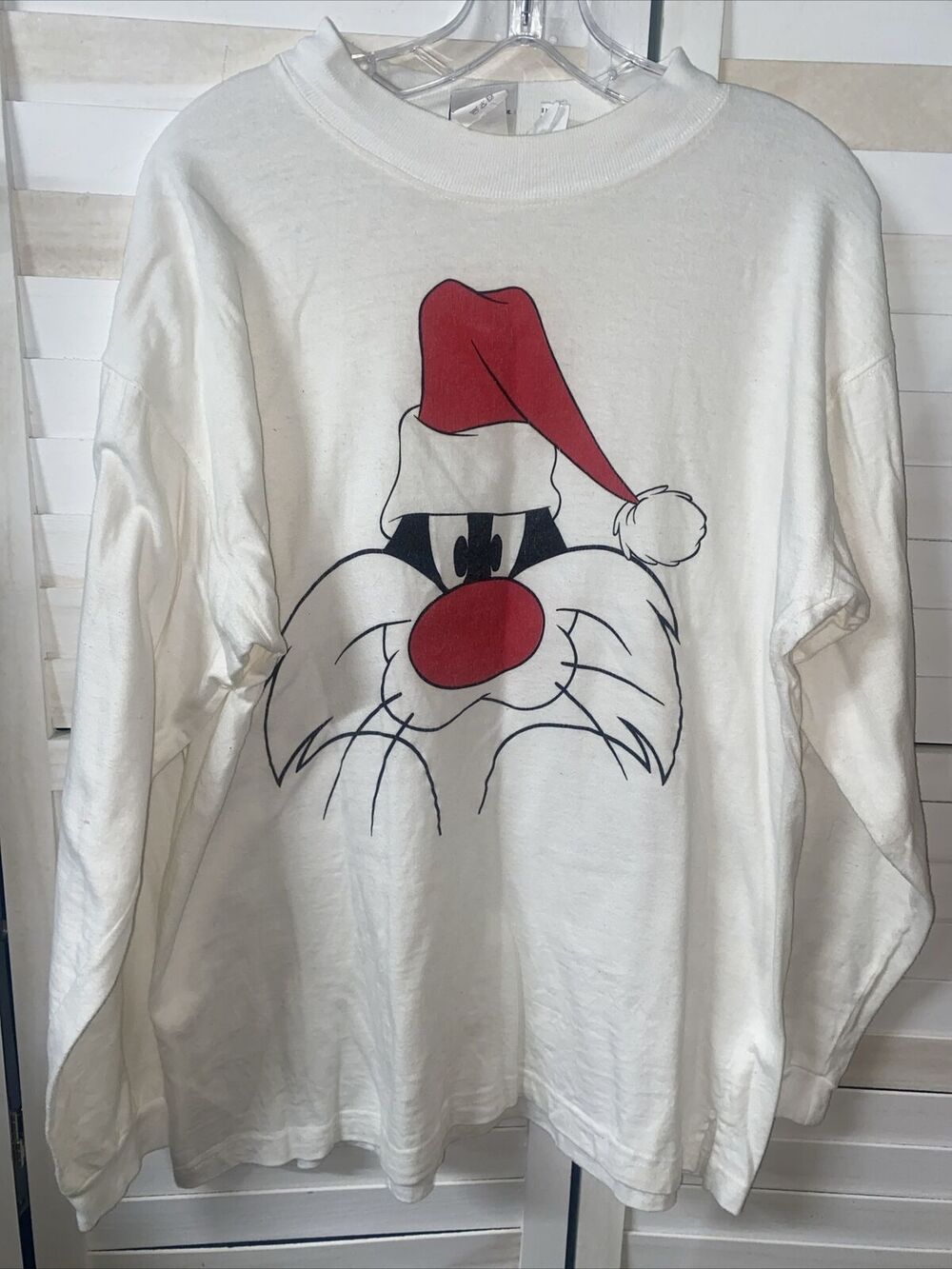 Vintage 1991 Warner Bros Acme Clothing Co Sylvester L/S White Shirt Men’s Large